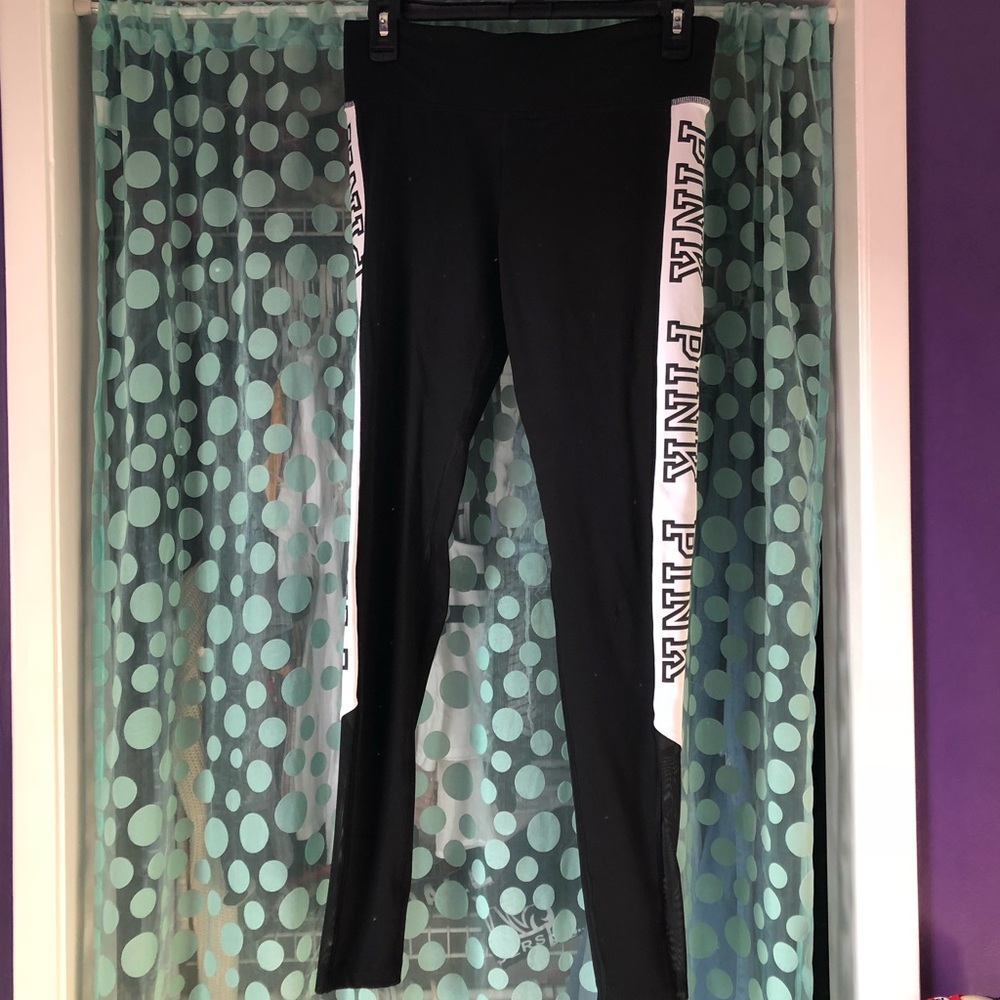 Pink Logo Black Leggings